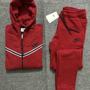 Nike Red Hoodie and Sweatpants Set
